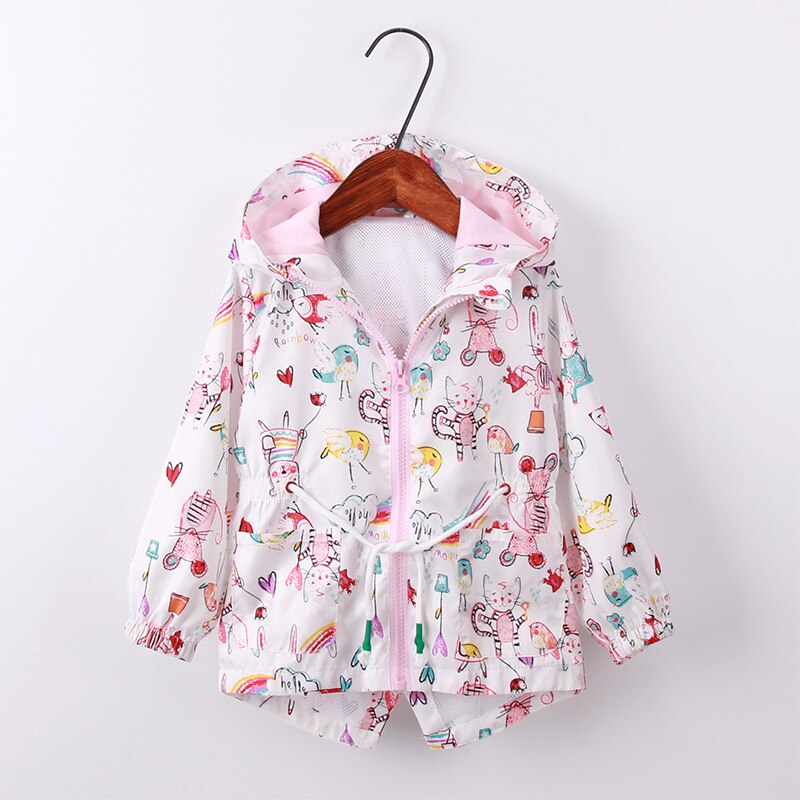 Sommer Herbst Kinder Oberbekleidung Neue Tier Druck Stil Jacken Für Mädchen 2-8T Kinder Winddicht Mäntel Mädchen CQ069: Pink mouse / 8 - size 140