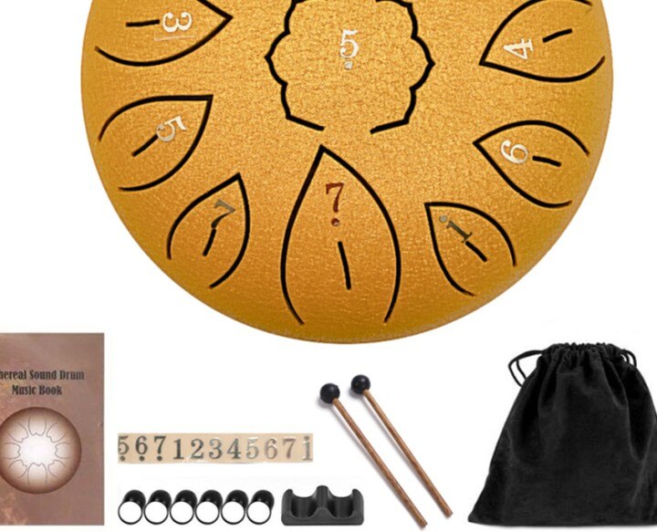 11 Tune Tongue Drum 6 Inch Steel Tongue Drum Kits With Drumstick Finger Cots Drum Bag Drumstick Stand Bag Digital Audio Sticker