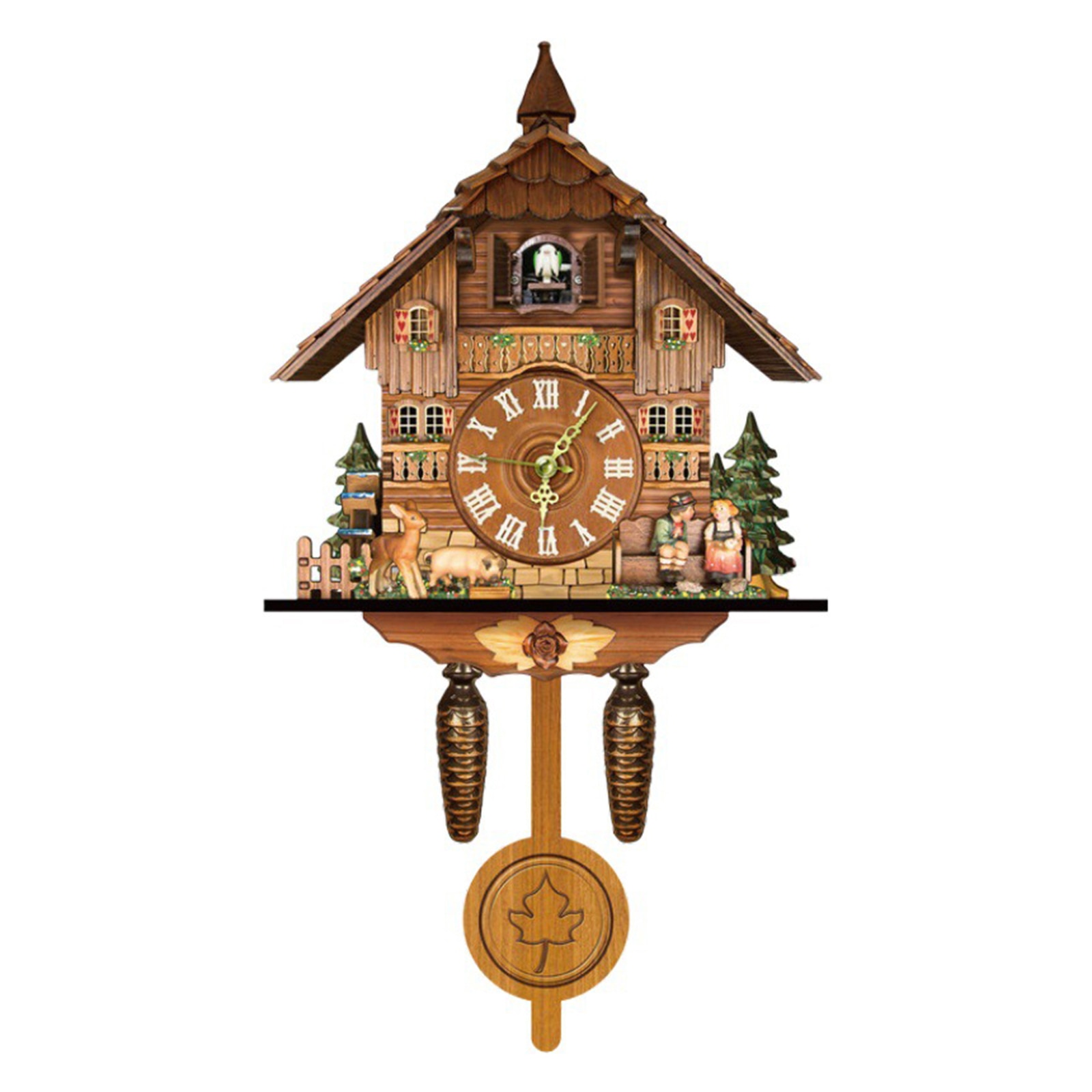 Alemán Bosque Negro reloj de cuco Retro nórdico de madera de estilo reloj de cuco pared PR venta: A