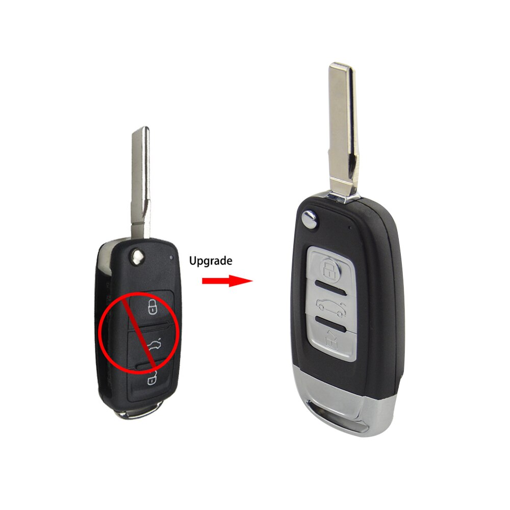 OkeyTech Folding Remote Car Key Case For VW Volkswagen Caddy Golf Jetta Beetle Polo Tiguan Modified Car Key Case Uncut Blade