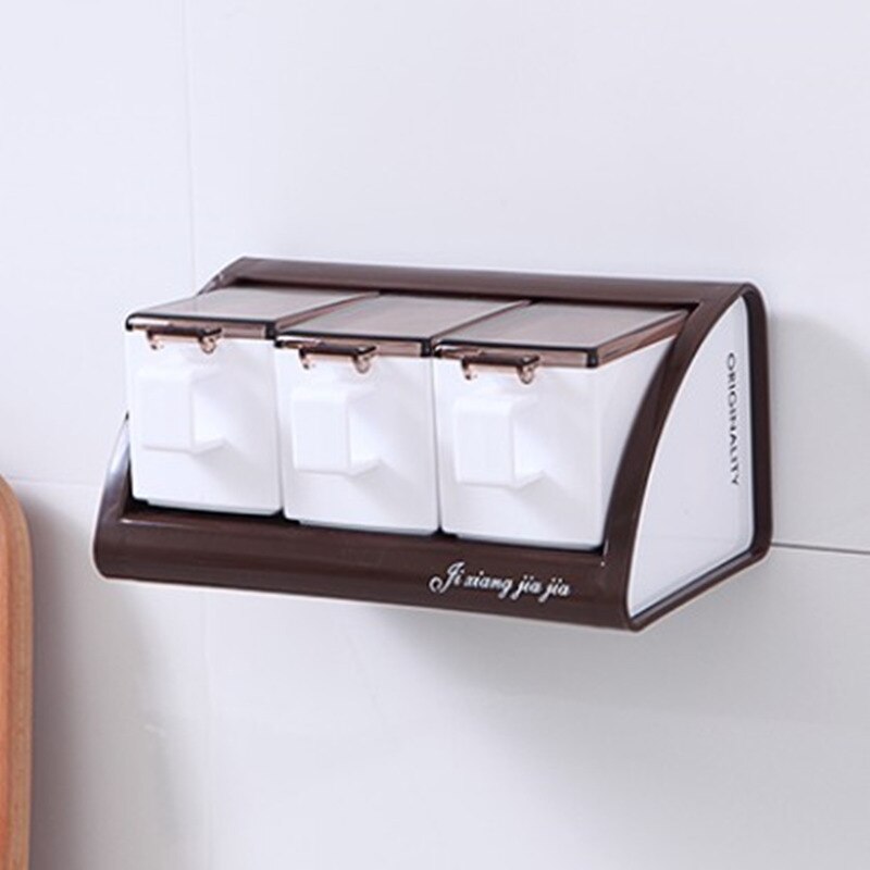 Spice Jar Seasoning Box 3/4Pcs Set Kitchen Spice Storage Bottle Jars Transparent PP Salt Pepper Cumin Powder Box Tool: A