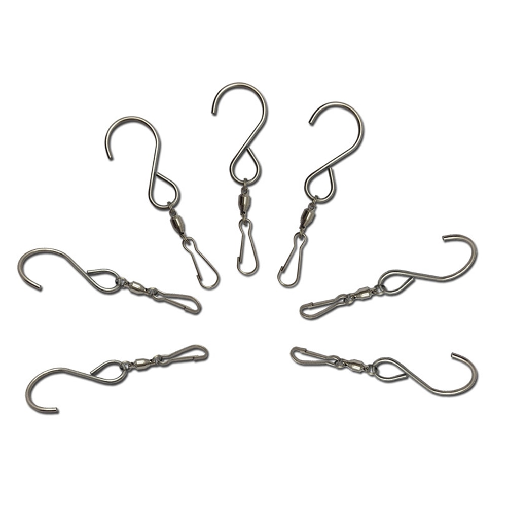 4 Pcs Bearing Hooks Stainless Steel Rotating 360 Degrees S Shape Swivel Spin Display Hanger Wind-Rotating Hook