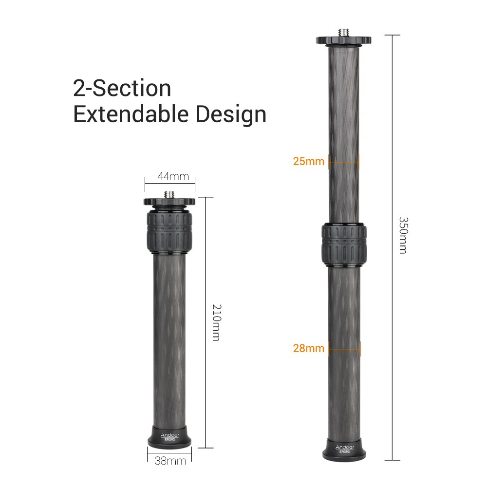 Andoer tube diameter tripod extender 2- sektion center kolonne forlængelsesrør til zhiyun feiyutech hohem håndholdte gimbals stativ