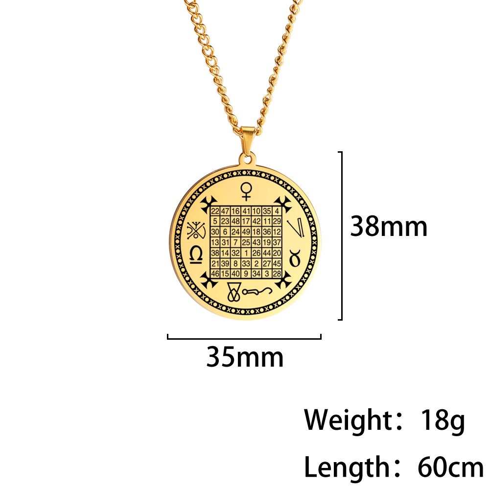 LIKGREAT-collar de Saturno, Júpiter, Solomon, Cuadrado mágico talismán de acero inoxidable, colgantes ocultos, joyería, de Navidad