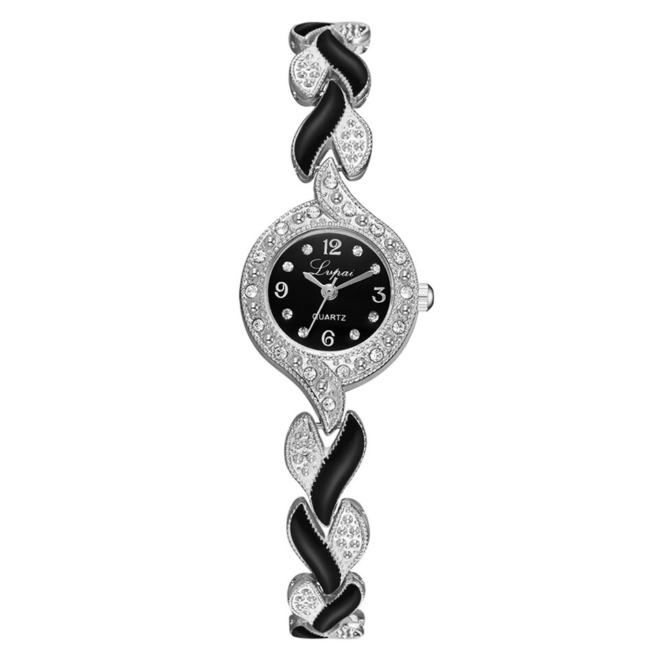 Lvpai brand armbåndsure kvinder luksus krystal kjole armbåndsure ur kvinders afslappede kvartsur reloj mujer: Sølv sort