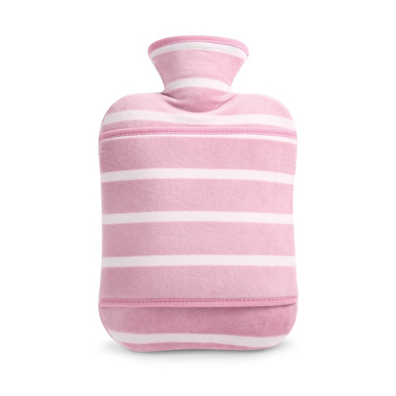 Couverture moelleux Bouillotte chauffe-eau dessin animé 2 litres mignon bouteille d'eau filles Kawaii Bouillotte Peluche mains chauffe EA6RSD: Striped pink 2L
