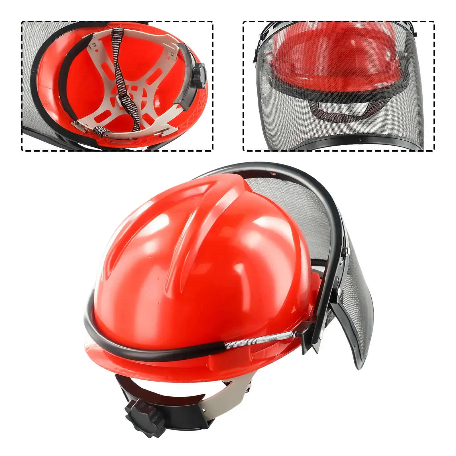 Buiten Kettingzaag Helm Trimmer Masker Bosmaaier Plastic + Mesh Gezicht Vliegende Objecten Werken Rood + Zwart Bescherm Veiligheid