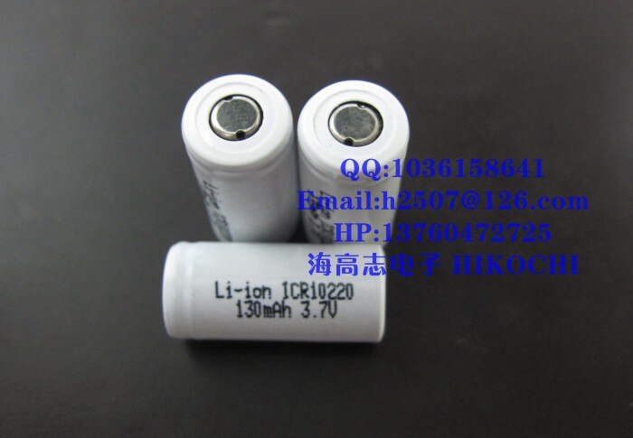 Oppladbart sylindrisk li-ion batteri lir 10220 130 mah 3.7v 10220 1c 10*22mm 4.2v icr 10220 1 stk