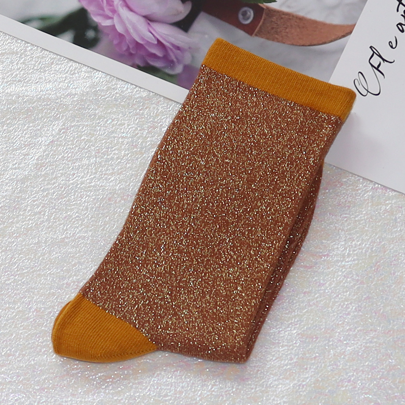 Calcetines de filigrana de para mujer, medias con purpurina, estilo coreano, color caramelo, primavera y otoño, Sexy, 3 pares: Gris oscuro