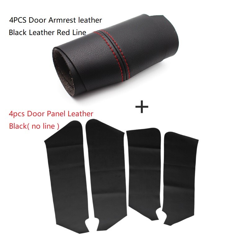 Panneau de poignée et accoudoir de porte | Pour l'intérieur de la voiture, couverture en cuir microfibre, garniture de remplacement pour VW Tiguan L 8 pièces: 8pcs Black-red line