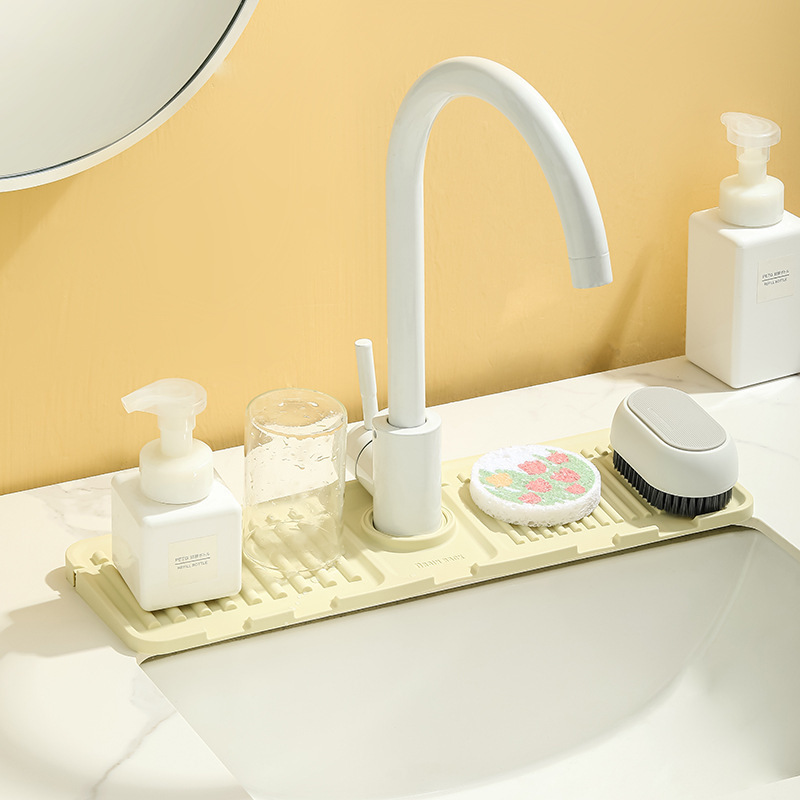 Silicone Draining Board Mat Faucet Mat Dish Drying Pad Folding Heat Resistant Rectangle Eco-Friendly Drainer For Kitchen Pot Cup