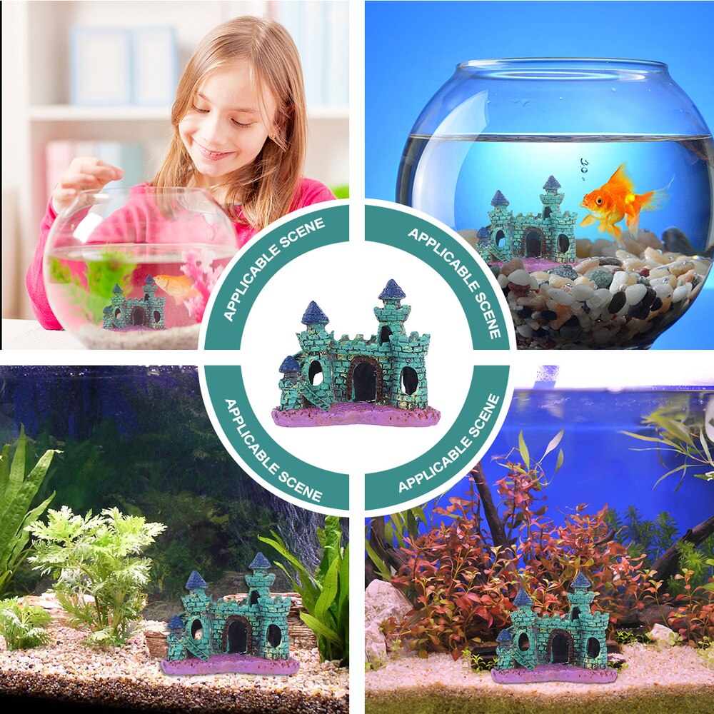 Aquarium landschapsversieringen kasteelvilla aquariumdecoratie (groen)