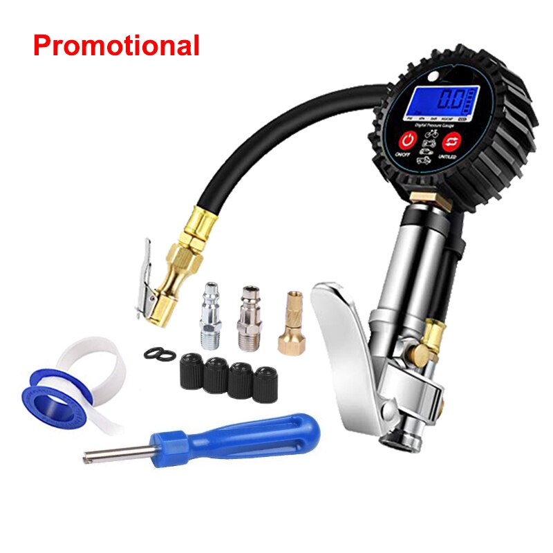 1/4 NPT Quick Connect Digital Tire Inflator with Pressure Gauge 0-200PSI Air Chuck and Compressor Accessories Tire Repair Tools: black