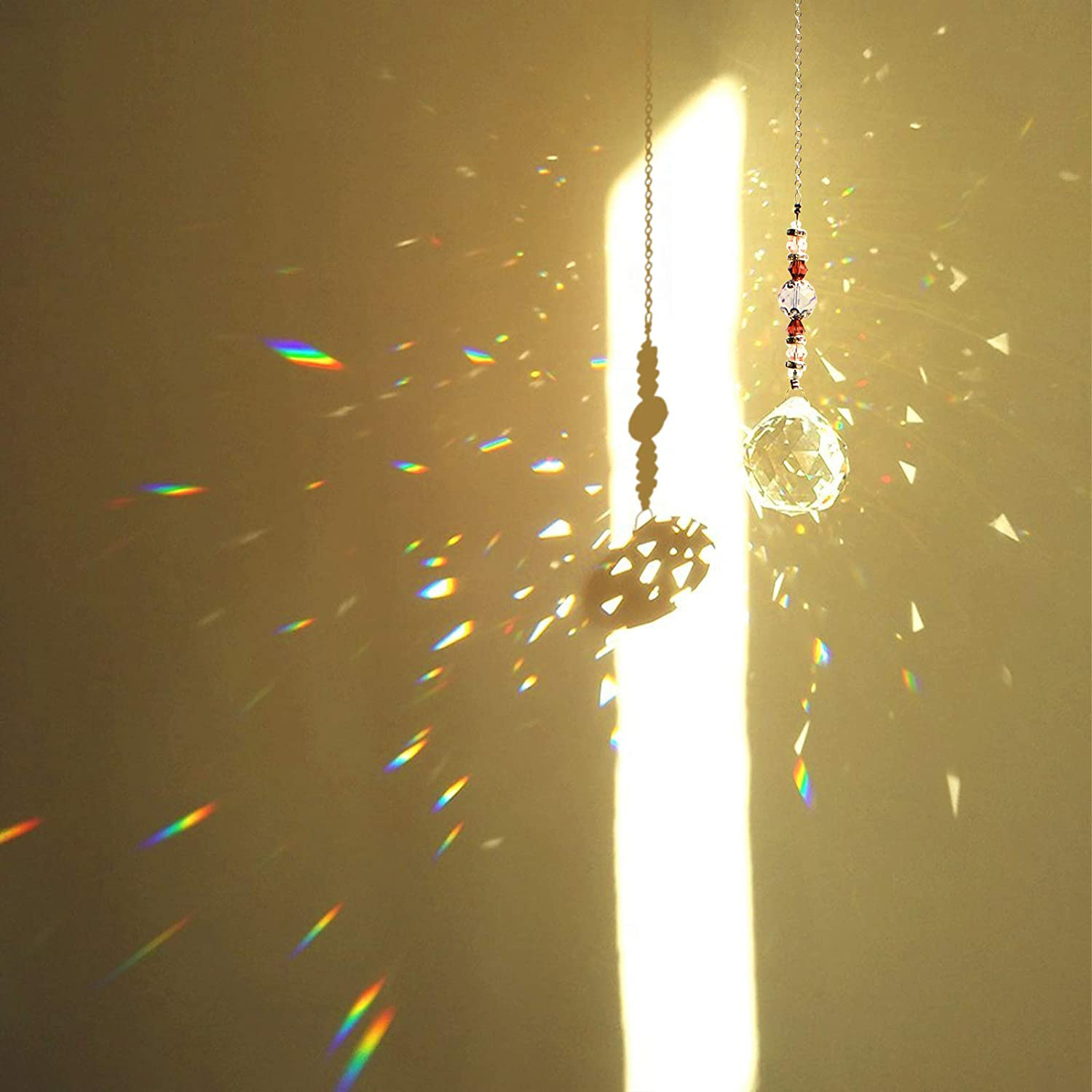 Attrape-soleil lustre en cristal décor boule de vitrail suspendu pendentif capteur de lumière réfléchissant maison jardin cour décor