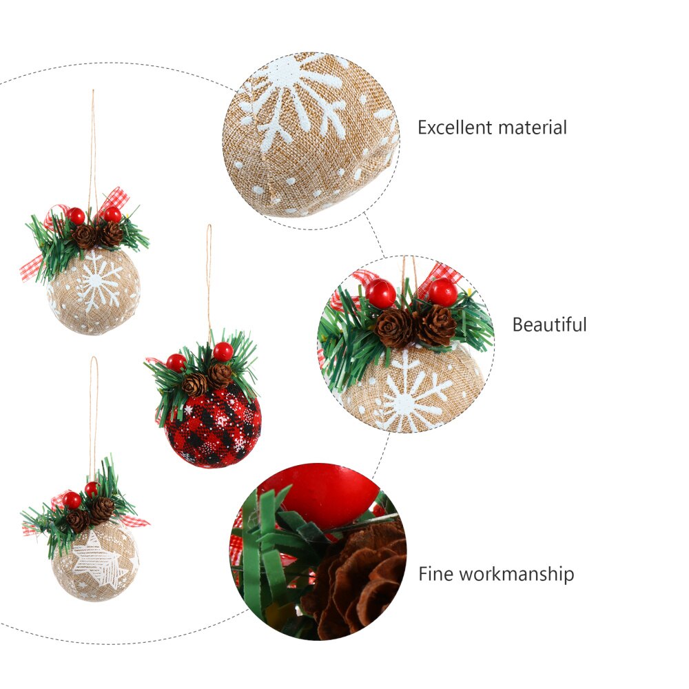 3Pcs Christmas Hanging Balls Xmas Tree Hanging Decor Shape Pendant Ornament