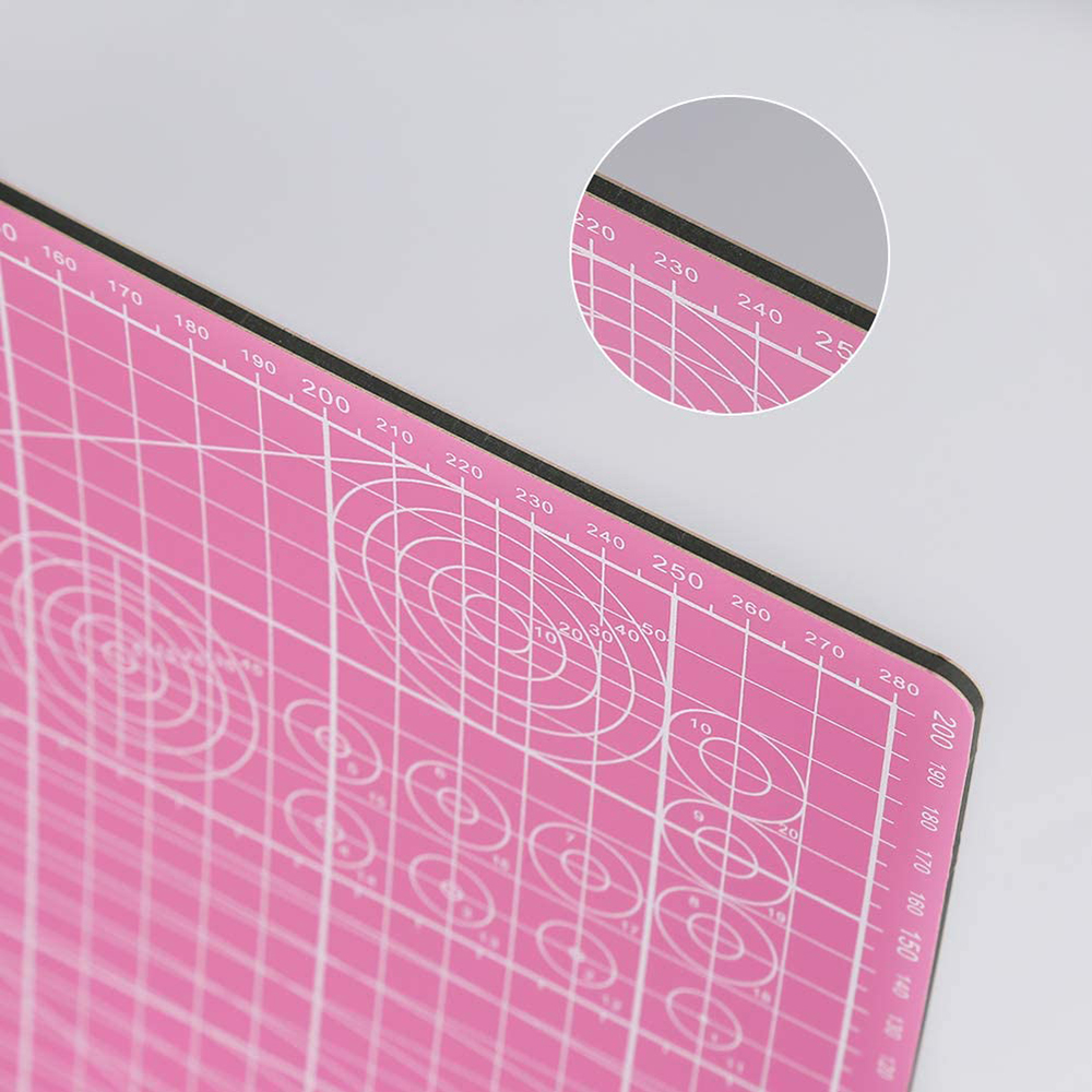 A4/A5 Size Self Healing Cutting Mat Double Sided Pink Cutting Mat for Fabric Leather Crafts DIY Quilting Sewing Cutting Tools