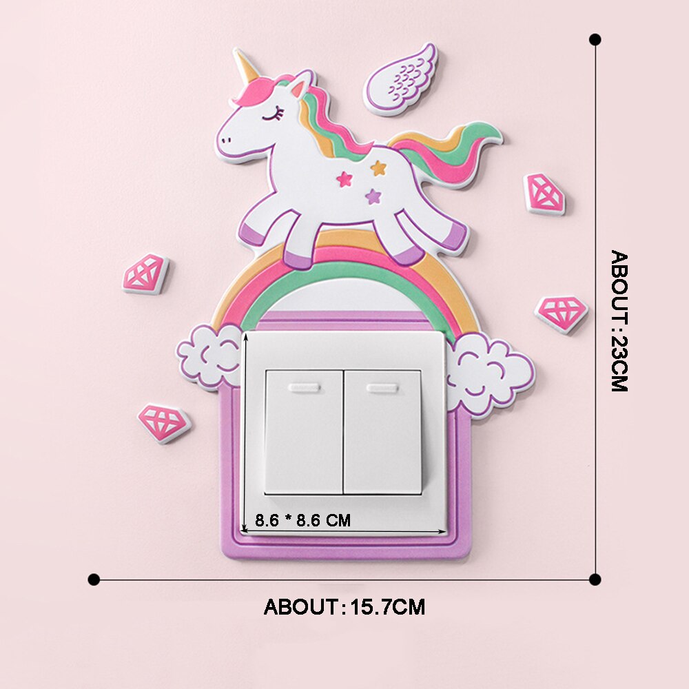 3D cartoon style switch sticker Home Decor Kids Room Decoration Stickers With Fairy Tale Animal Style Luminous Wall Sticker