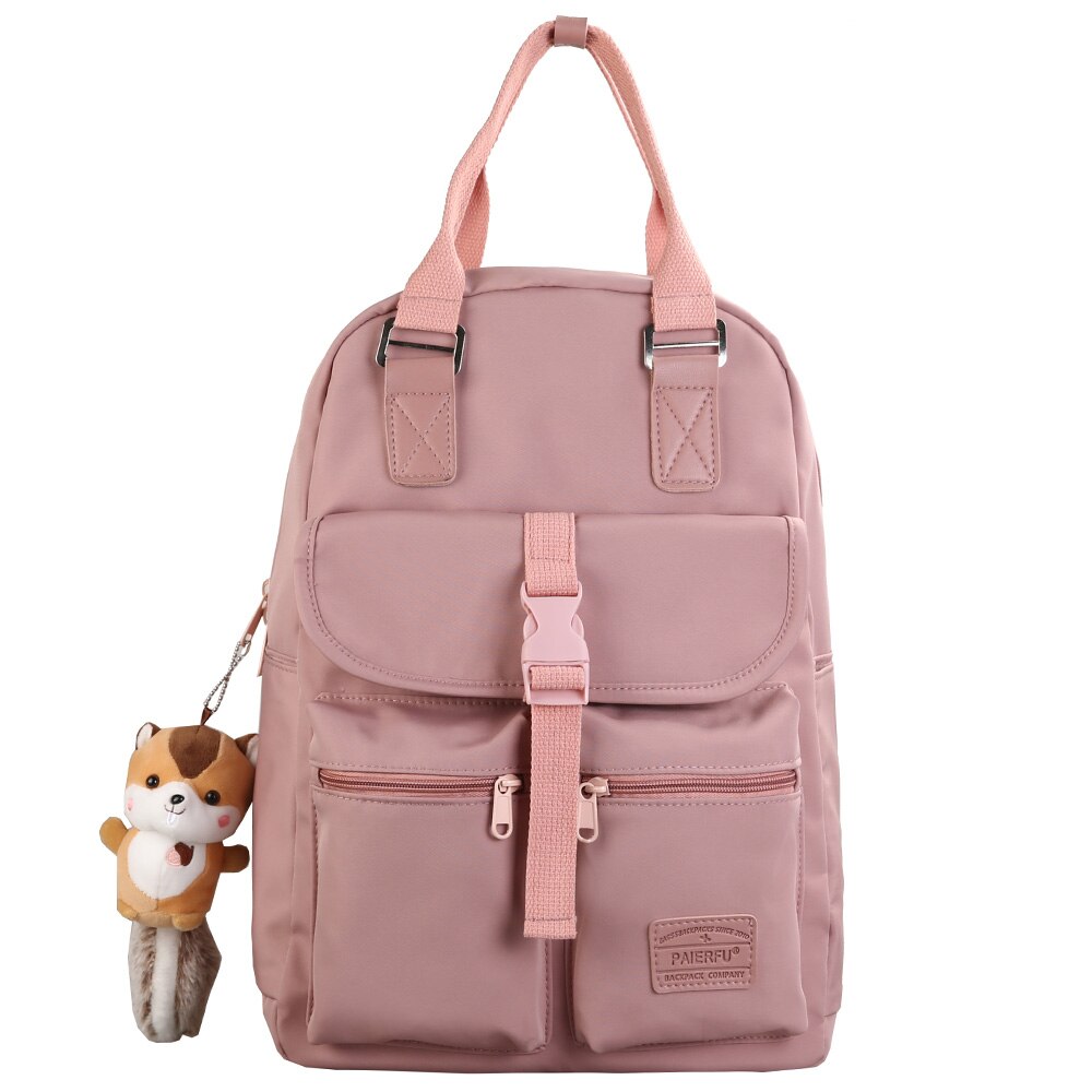 modisch Dame Nette Rucksack Mädchen Weibliche Schule Tasche Laptop Hochschule Schüler Frauen Rucksack Nylon Reise Kawaii Taschen Buch Neue: Rosa / Nein Eichhörnchen Puppe