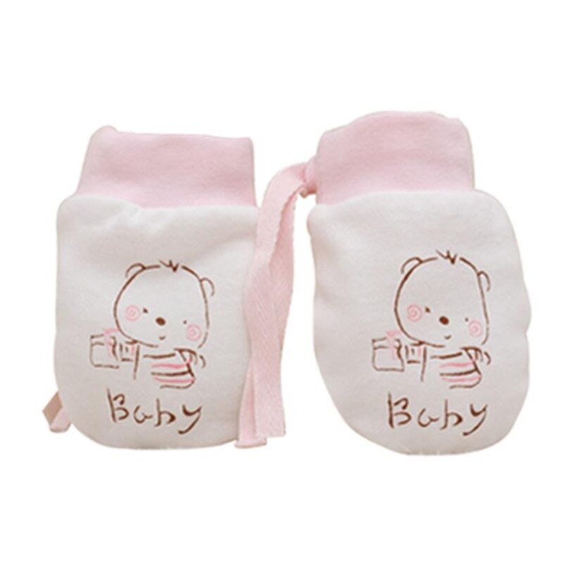 1 Pairs Protect guanti Carino guanti Infantili Delle Ragazze Dei Ragazzi Del bambino del Fumetto Anti Scratch Mittens Neonato Morbidi Guanti Corda Regalo: Colore rosa