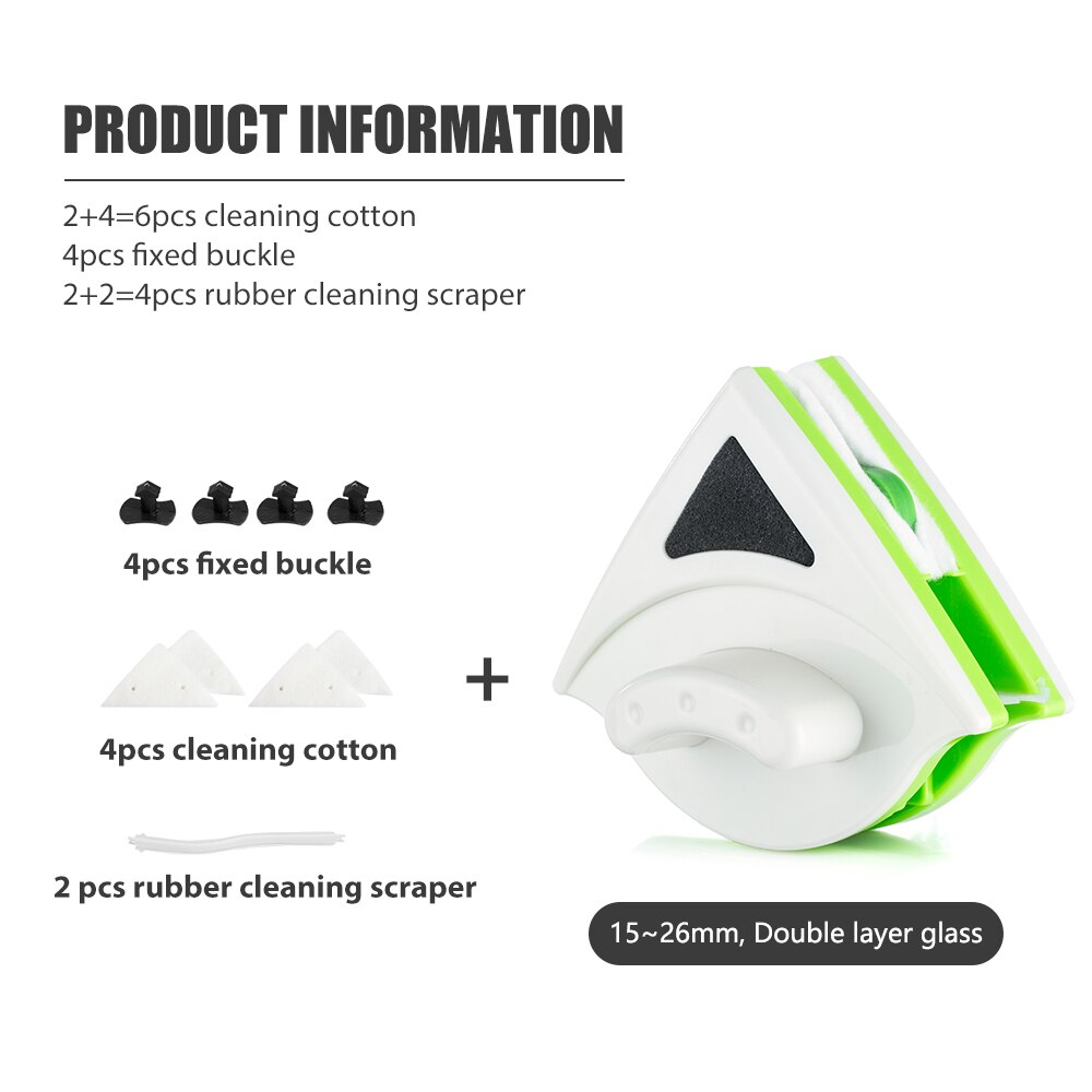 Cepillo magnético doble para limpiar cristales por ambos lados, limpiador de ventanas, utensilio de limpieza, productos del hogar: 15-26