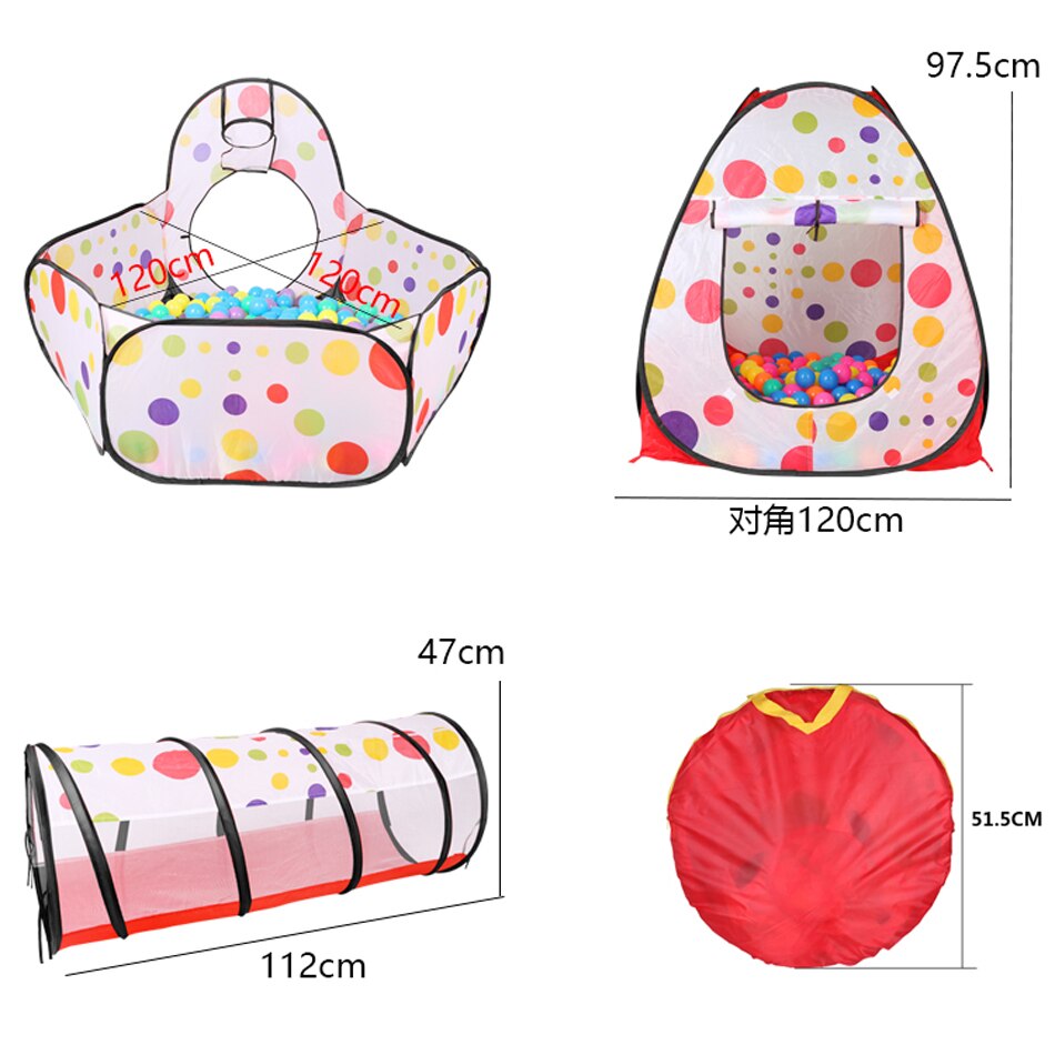 3 Pz/set Per Bambini Tenda Giocattolo Piscina di Palline Per Bambini Tepee Tende Piscina Piscina di Palline Pit Del Bambino Tende Casa Crawling Tunnel oceano Bambini Tenda