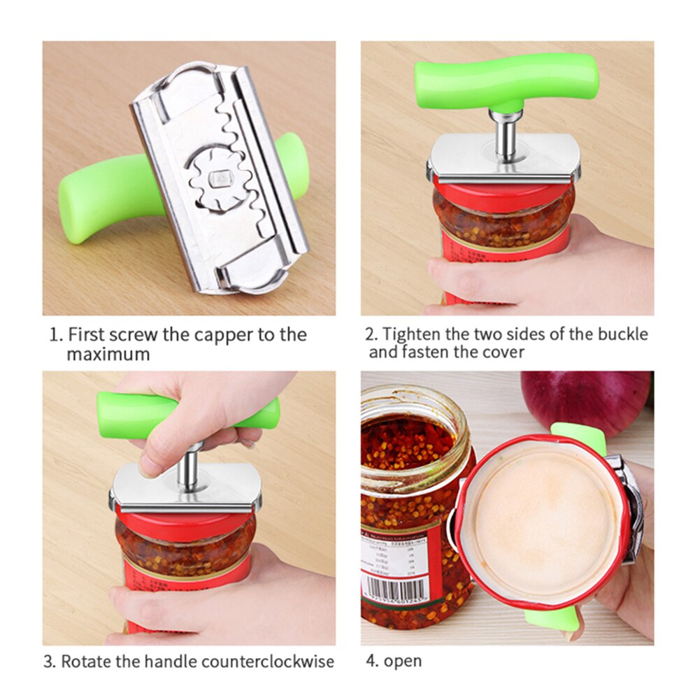 Adjustable Jar Opener Stainless Steel Bottle Glass 1-4 Inches Cap Lid Safety Openers Tool Home Kitchen Gadgets Tools Accessories