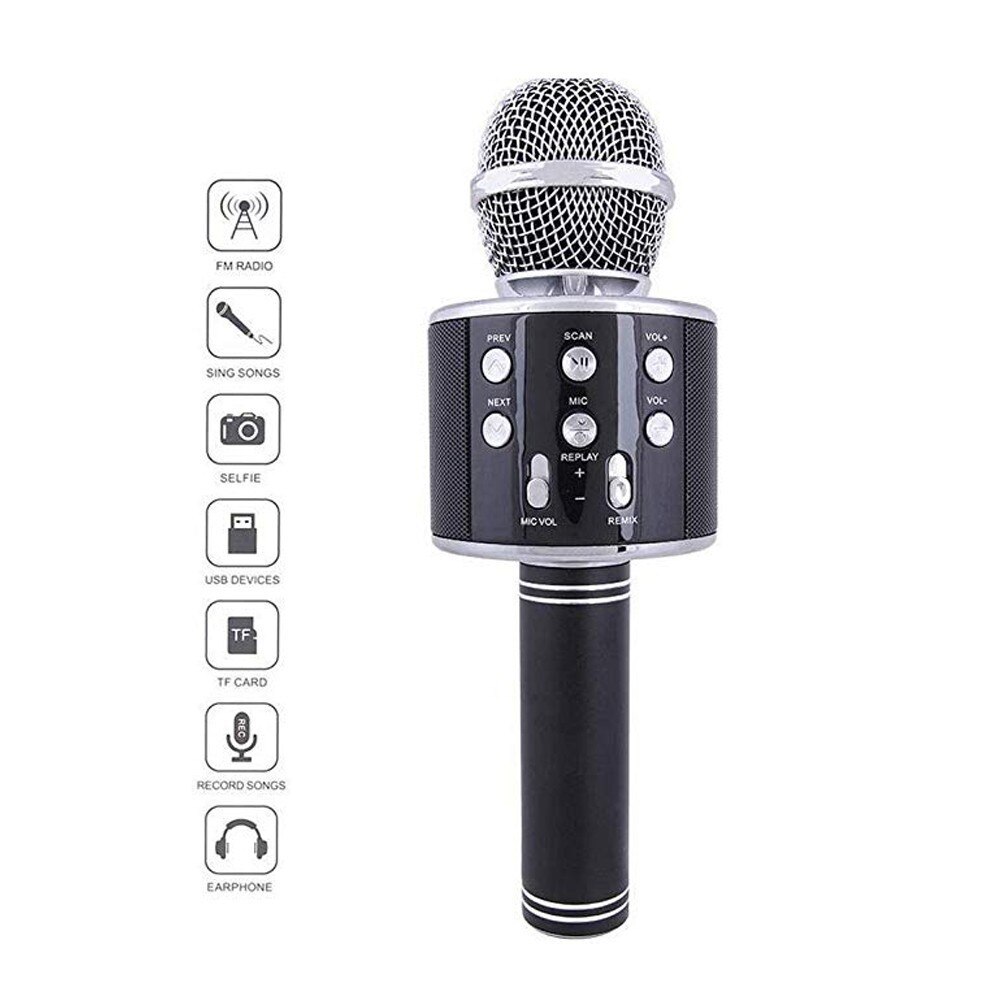 WS 858 Wireless Microphone Karaoke Condenser Mic Wtih Bag Bluetooth Stand Radio Mikrofon Studio Recording Mic WS858