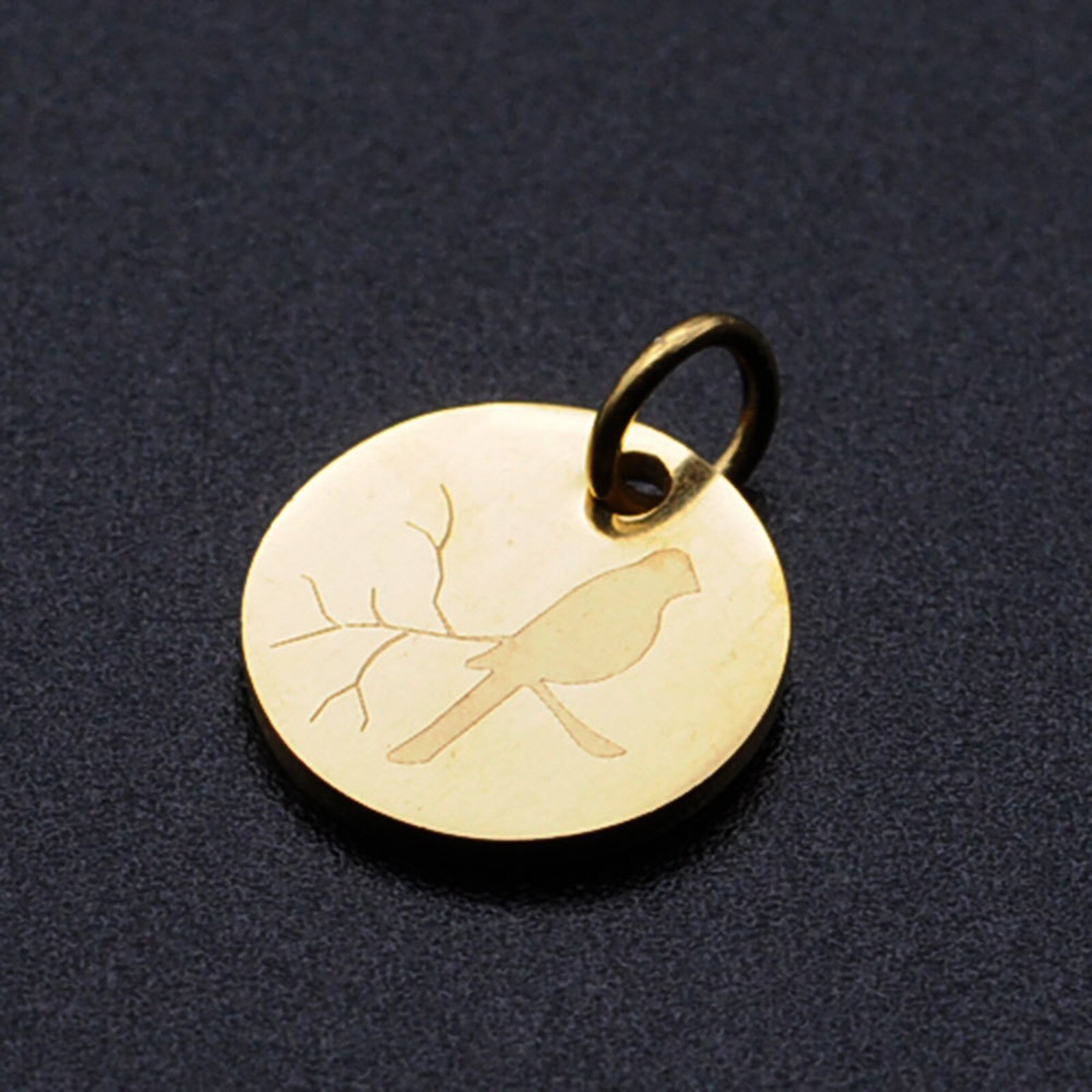 Breloques rondes multicolores en acier inoxydable 304, pendentifs métalliques à motif d'oiseau, fabrication de colliers et de Bracelets, bijoux 16mm x 12mm,2 pièces