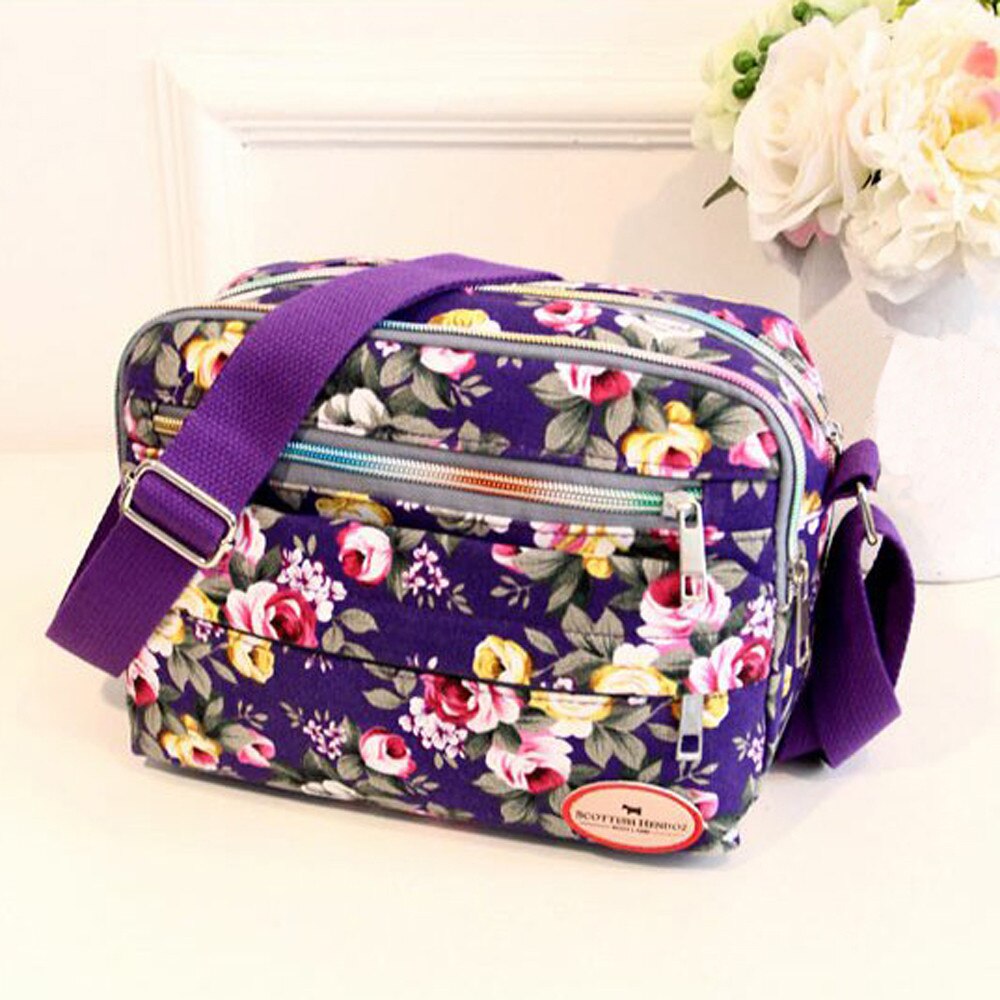 Women's Casual Canvas Shoulder Cloth Bag Flowers Printing Shopping Bag Lady Mommy Handbag Small Tote Bags Sac A Main