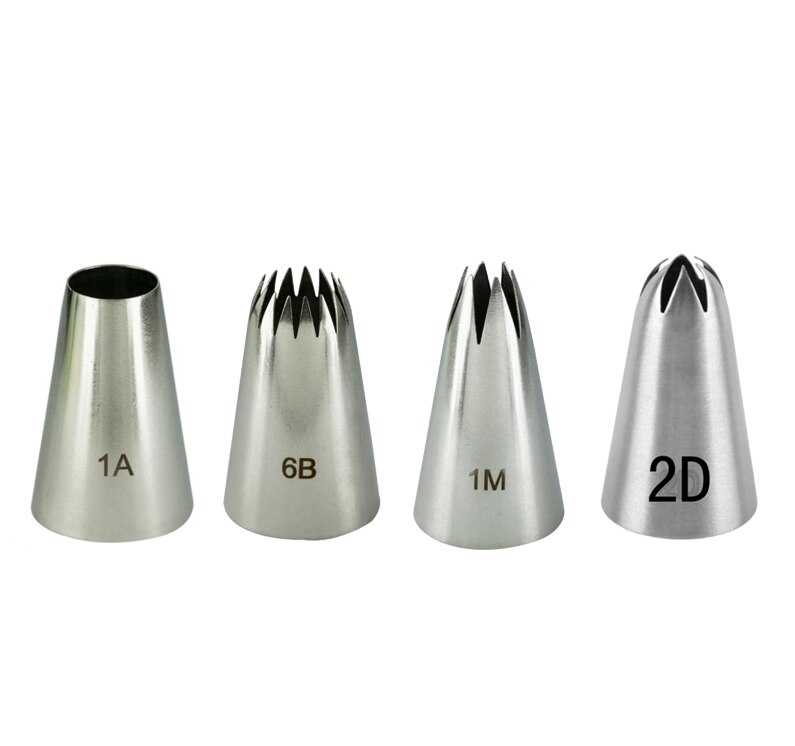 4 unids/set Rosa boquilla de pastelería de acero inoxidable redonda glaseado tuberías boquillas de Consejos de herramientas de Decoración de Pastel # 6B #1M # 1A # 2D: 4PCS