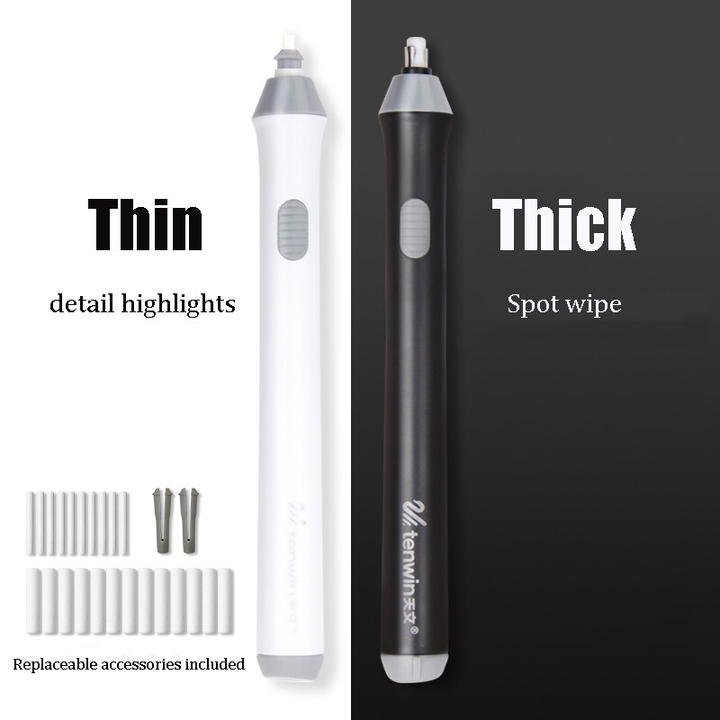 Tenwin-Borrador de lápiz automático eléctrico para bosquejo, suministros de escritura para estudiantes, papelería para niños, borrador de papelería para dibujo