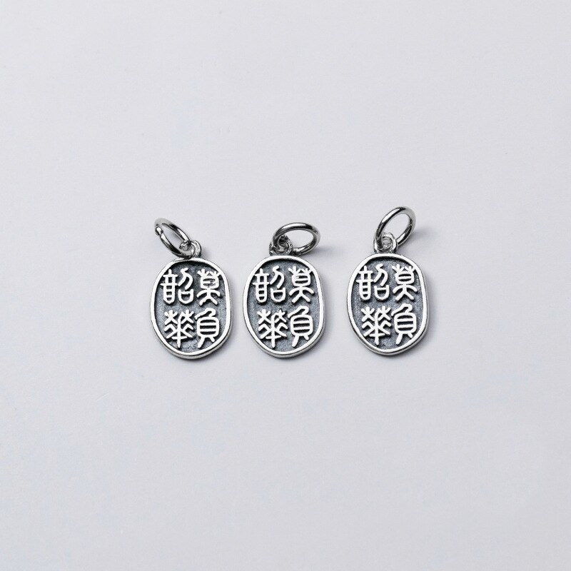 Meetsoft 925 Sterling silber chinesische traditionelle buchstaben diy handgefertigte klassische anhänger halskette dekoration Armbinde accessoires