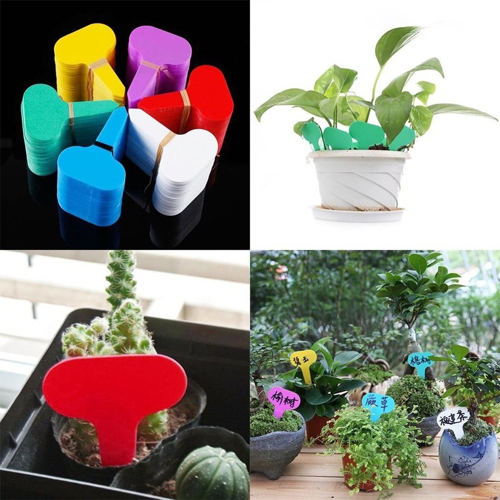 100Pcs Plastic T-type Garden Tags Ornaments Plant Flower Label Nursery Thick Tag Markers for Plants Garden Decoration