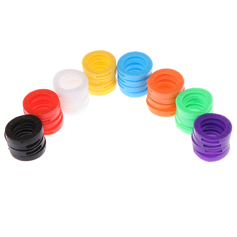 32 pièces multicolore élastique couleur mixte creux caoutchouc clé couvre rond souple Silicone clés serrures capuchon porte-clés