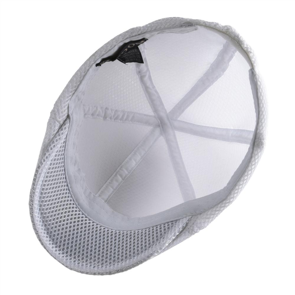 VOBOOM Summer White Net Flat Cap Men Women 6 Panel Newsboy Caps Lightweight Breathable Beret Hat Airy Driver Headgear 125