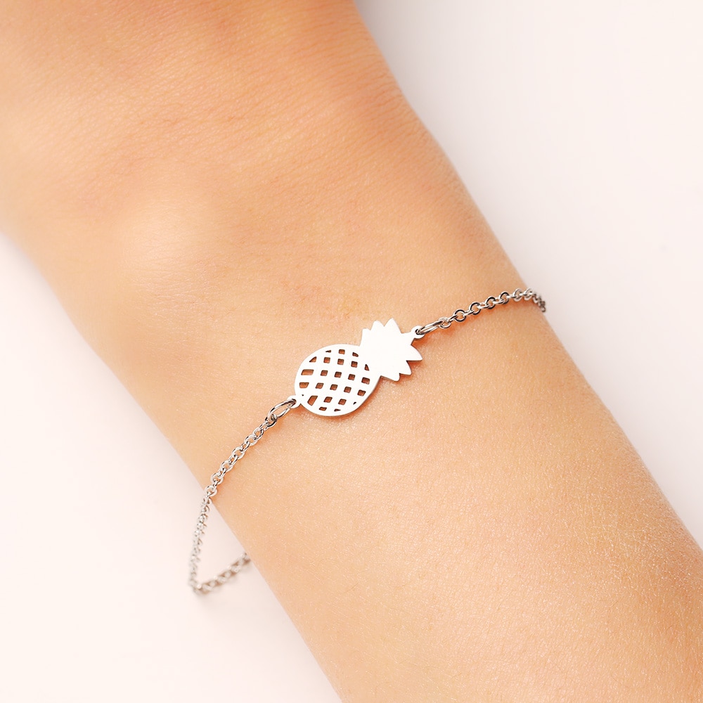 DOTIFI Stainless Steel Bracelet For Women Gold And Silver Color Pineapple Pulseira Feminina Lover's Engagement Jewelry