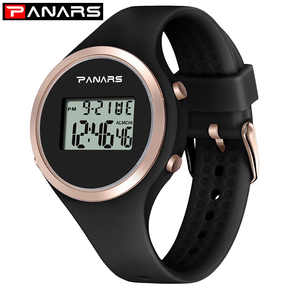 Led Digitale Horloge Roze Strap Voor Digitale Horloge Siliconen Band Vrouw Horloge Sport Dames Horloge Relogio Masculino: Black