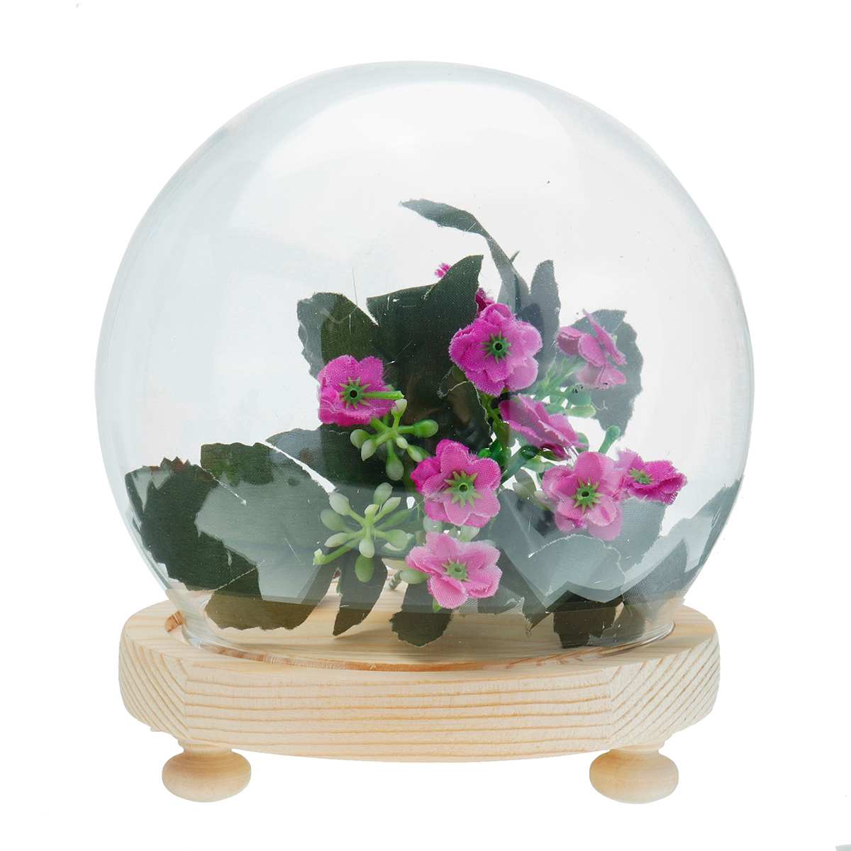 Glass Globe Display Dome Cover Cloche Bell Jar Immortal Flower Rose Preservation Vase Wooden Base Wedding Home Decoration