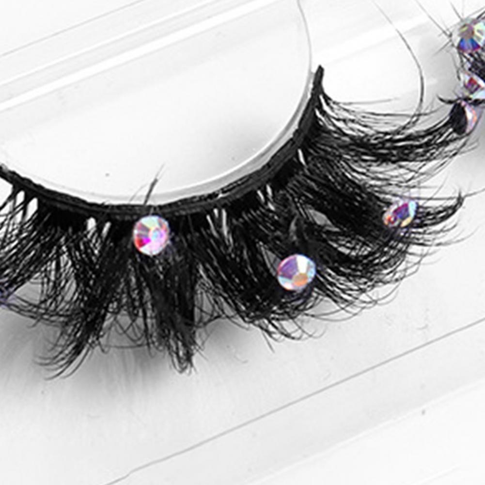 Echo-beauty 3D Mink False Eyelashes Extending Rhinestone Long Wispy Natural False Lashes Mixed Color for Female Daily Make-up