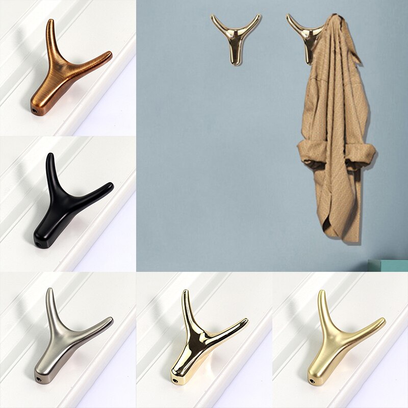1pc Wall-Mounted Clothes Hook Cow Horn Hook Bathroom Coat Hook Bedroom Robe Hook Bathroom Accessories