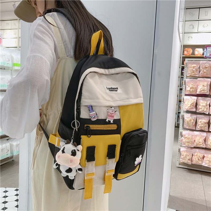 Mochila de Nylon impermeable de gran capacidad para mujer, bolso de viaje multibolsillo, escolar de gran capacidad,