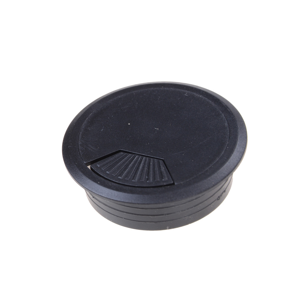 1PC 60mm Computer Desk Grommet Table Cable Tidy Outlet Port Surface Wire Hole Cover Durable: BK