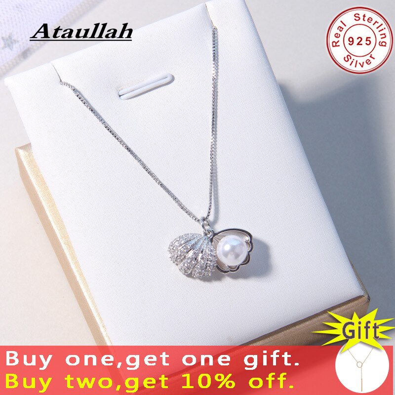 Ataullah Mode Shell Parel Ketting Eenvoudige Persoonlijkheid Sterling 925 Zilveren Sieraden Hanger voor Vrouwen Ketting Party Bijoux NW079