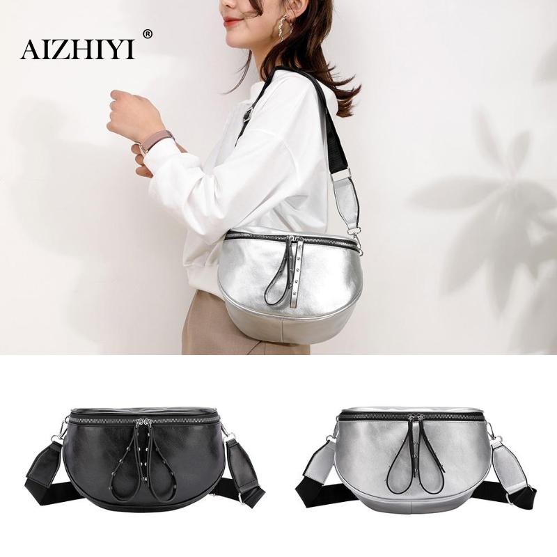 Crossbody Bags for Women Black Silver Shoulder Bag Soft PU Leather Messenger Bag Ladies Small Chest Bags sac a main