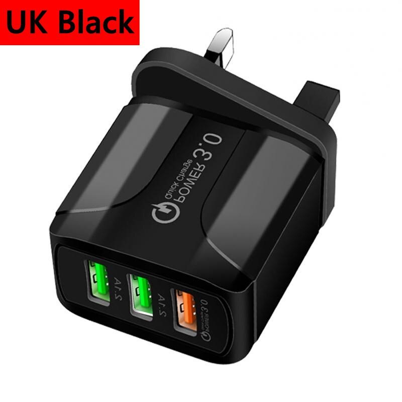 Olaf QC3.0 USB Charger Quick Charge 3.0 Mobile Phone Fast Charging Adapter For iphone Samsung Universal Portable Wall Charger: UK Black Charger