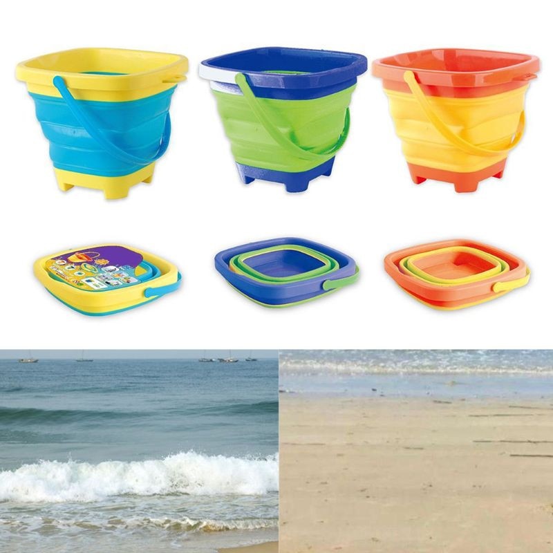 Zomer Strand Zacht Plastic Opvouwbare Emmer Strand Speelgoed Draagbare Zand Speelgoed Water Telescopische Emmer Zandbak Speelgoed Jongen Meisje Zand Speelgoed