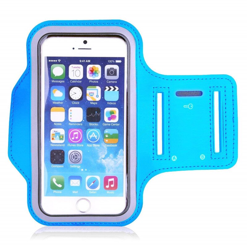 Cell Phone Armband for iPhone 8, 7, 7S, 6, 6S,and Samsung Galaxy S9, S8 Water Resistant Phones bag with key holder for Running: Light Blue 5Inch