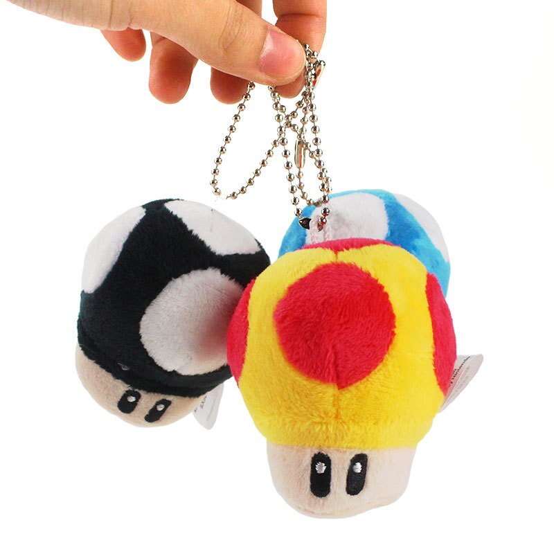 1Pcs 8Cm Super Mario Bros Mushroom Pluche Sleutelhanger Speelgoed Super Mario Bros Toad Mushroom Soft Gevulde Pluche Hanger voor Kids