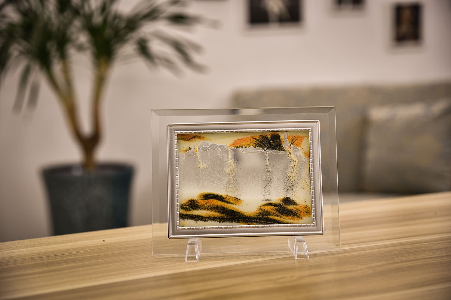 Glas kviksand flow landskab male kontor stue 3d glas fotoramme flyt sand billede timeglas indretning male: 5 / 10 tommer