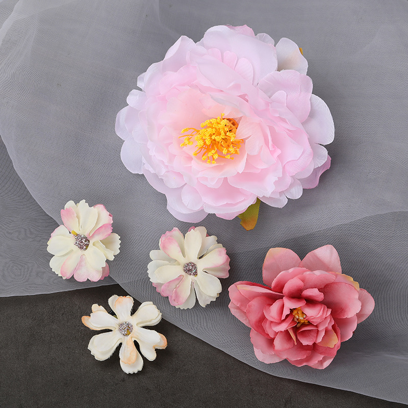 Seidenblumen-einstellen Japan Kimono Haarnadeln seitliche Haarspange Haarspangen japanische süße Chrysantheme Braut Hochzeit Haarschmuck: Silber überzogen
